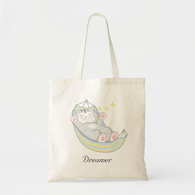 Cute Dreamer Kattunge i Hammock Tygkasse (Framsidan)