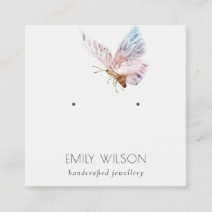 Cute Dreamy Aqua Butterfly Earring Visning Fyrkantigt Visitkort