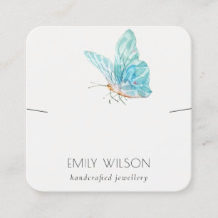 Cute Dreamy Blue Aqua Butterfly Earring Visning Fyrkantigt Visitkort