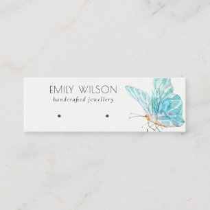 Cute Dreamy Blue Aqua Butterfly Earring Visning Mini Visitkort