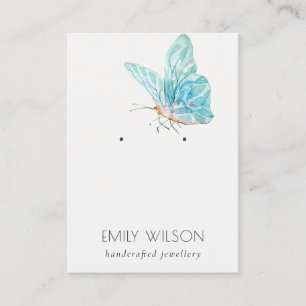 Cute Dreamy Blue Aqua Butterfly Earring Visning Visitkort