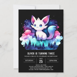 Cute Dreamy Cat Birthday Inbjudningar