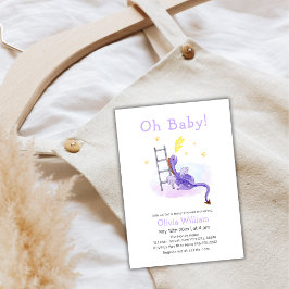 Cute Dreamy Fairytale Dragon Stars Baby Shower Inbjudningar