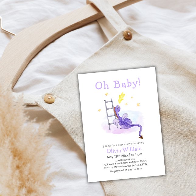 Cute Dreamy Fairytale Dragon Stars Baby Shower Inbjudningar (Cute Dreamy Fairytale Dragon Stars Baby Shower Invitation)