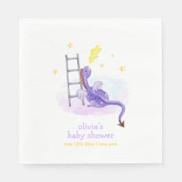 Cute Dreamy Fairytale Dragon Stars Baby Shower Pappersservett