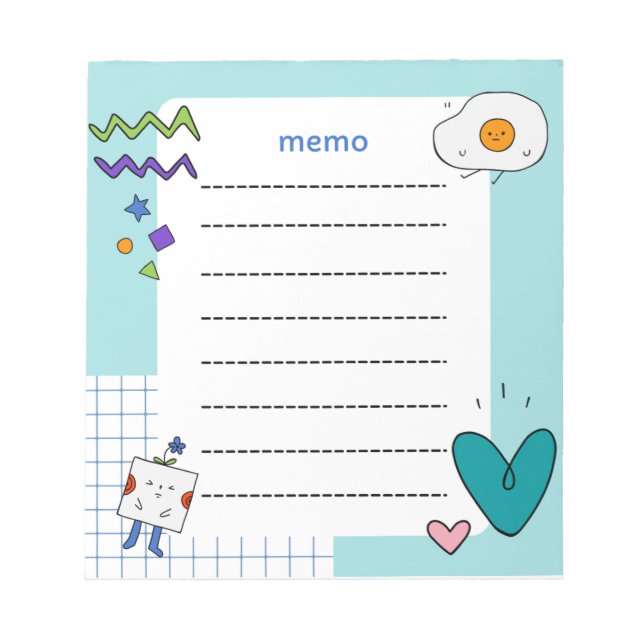 Cute Dreamy Pastel Doodle Memo Anteckningsblock (Framsida)