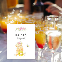 Cute Drinks Bord Girl Nalle Baby Shower Poster