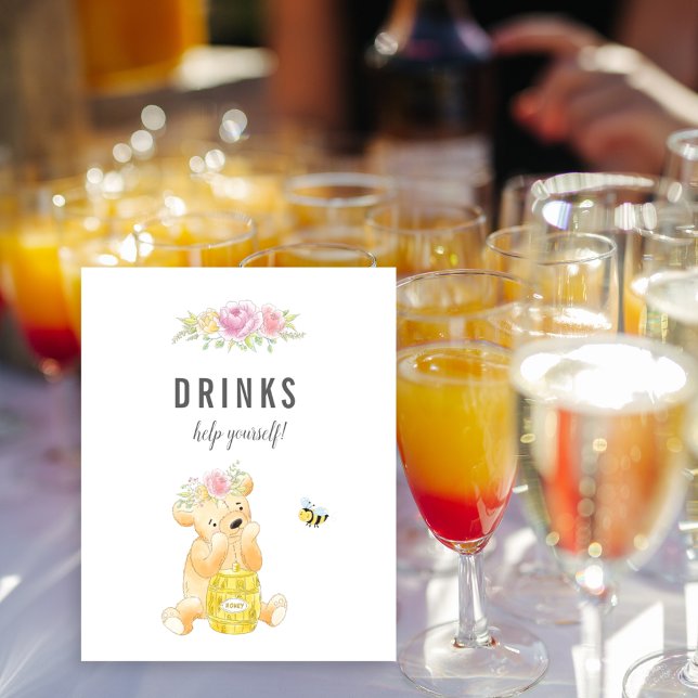 Cute Drinks Bord Girl Nalle Baby Shower Poster (Skapare uppladdad)
