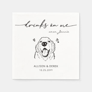 Cute Drinks on Me Golden Retriever Hund Bröllop Pappersservett