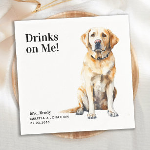 Cute Drinks on Me Gult Labrador Hund Bröllop Pappersservett