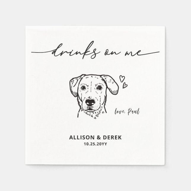 Cute Drinks on Me Labrador Retriever Dog Wedding Pappersservett (Framsidan)