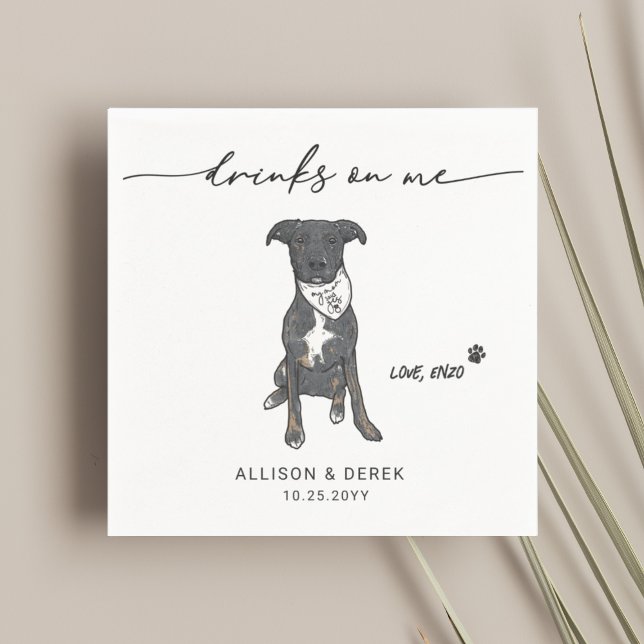 Cute Drinks on Me Pet Bandana Hund Bröllop Pappersservett (Skapare uppladdad)