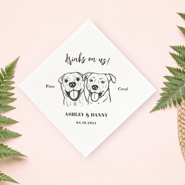 Cute Drinks on US Bröllop Pet Namn Pappersservett (Skapare uppladdad)