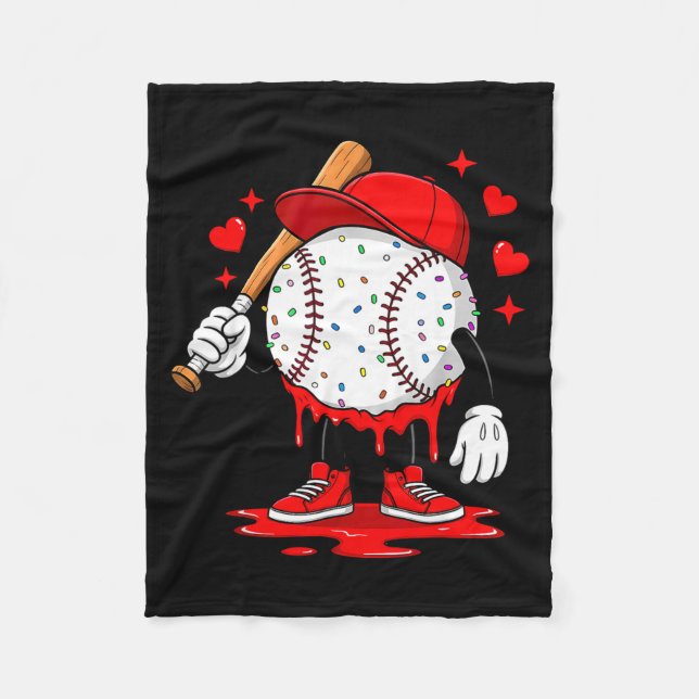 Cute Dripng Baseball Lover Valentines Day Boys Kid Fleecefilt (Framsidan)
