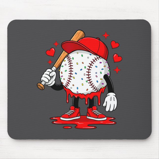 Cute Dripng Baseball Lover Valentines Day Boys Kid Musmatta (Framsidan)