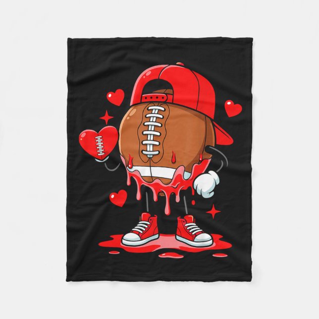 Cute Dripng Football Lover Heart Valentines Day Bo Fleecefilt (Framsidan)
