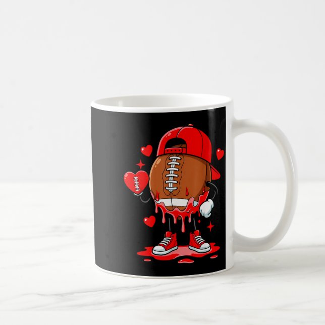 Cute Dripng Football Lover Heart Valentines Day Bo Kaffemugg (Höger)