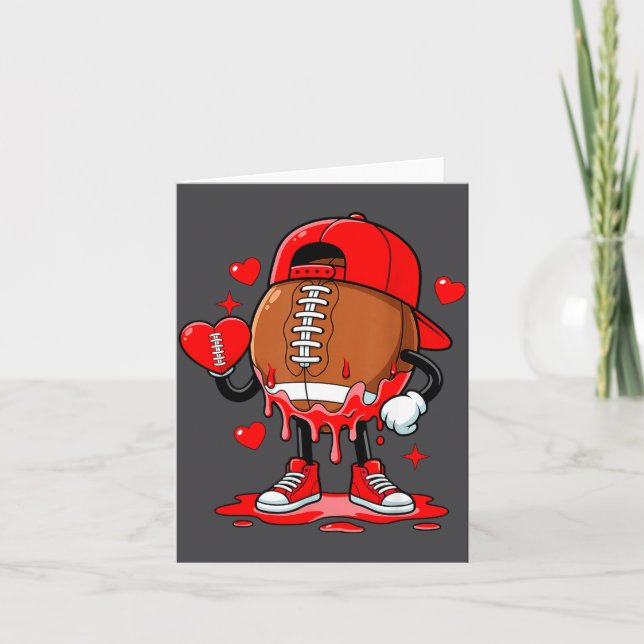 Cute Dripng Football Lover Heart Valentines Day Bo Kort (Framsida)