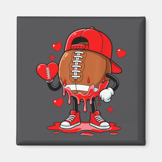 Cute Dripng Football Lover Heart Valentines Day Bo Magnet (Framsidan)