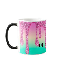 Cute Dripping Glitter Personlig Latte Mugg
