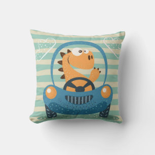 Cute Driving Dino Kudde