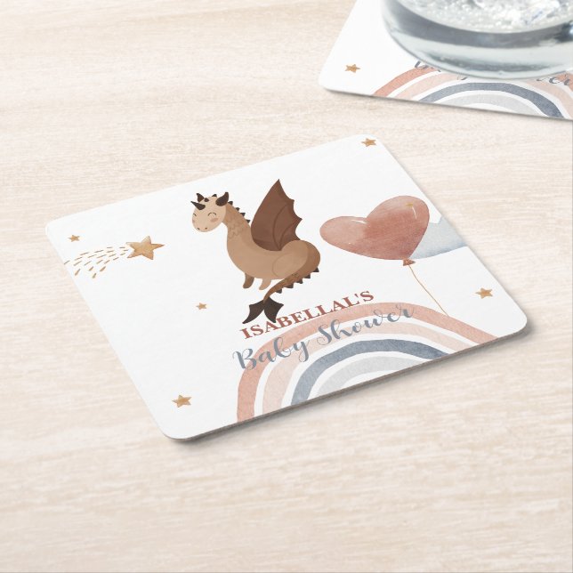 Cute Dron African American-pojkar babydusch Underlägg Papper Kvadrat (Vinklad)