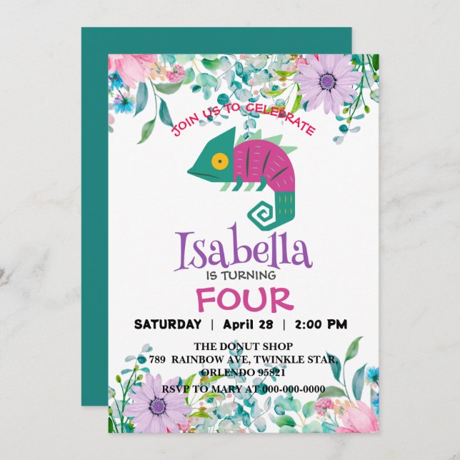 Cute Dron jungle Animals Birthday Flower Children Inbjudningar (Fram/baksida)