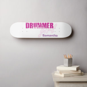 Cute Drummer Girl First Namn Lila Grunge Text Mini Skateboard Bräda 18,5 Cm