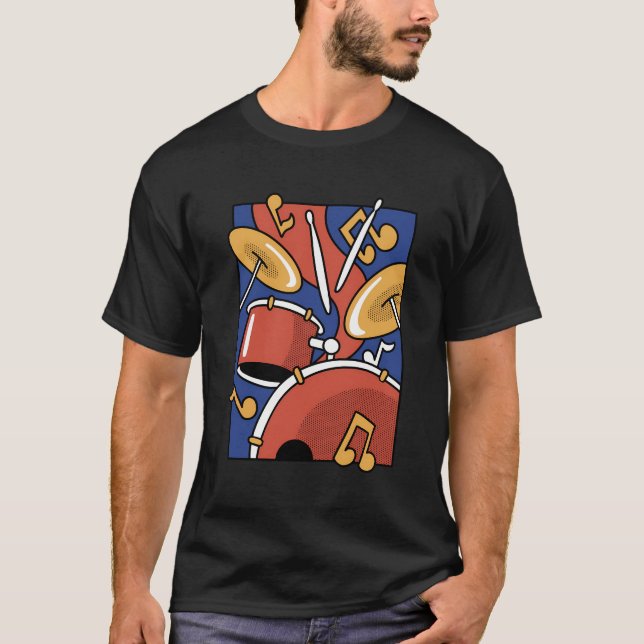 Cute Drummer Shirt Drum Set Kit Percussion Retro G T (Framsida)