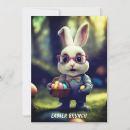 Cute Dsed Bunny & Basket Brunch Inbjudningar