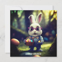 Cute Dsed Bunny & Basket Brunch Square Inbjudningar