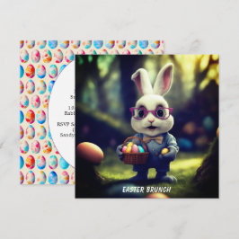 Cute Dsed Bunny & Basket Brunch Square Inbjudningar