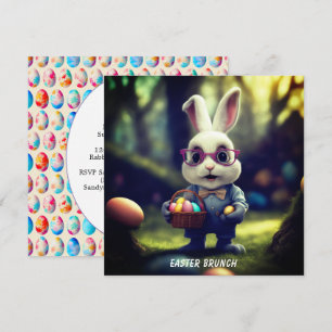 Cute Dsed Bunny & Basket Brunch Square Inbjudningar