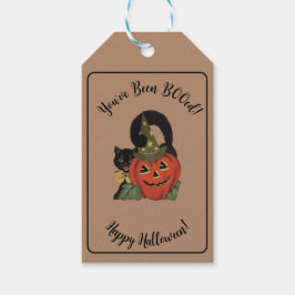 Cute du har blivit BOOed Halloween Black Cat Pumpk Presentetikett