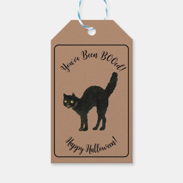 Cute du har varit BOOed Halloween Black Cat Presentetikett (Framsidan)