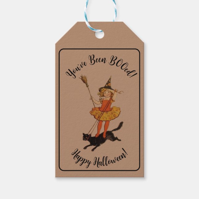 Cute du har varit BOOed Halloween Black Cat Presentetikett (Framsidan)