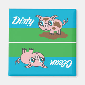 Cute Dual-Sided Clean-Dirty Gris-indikator Magnet