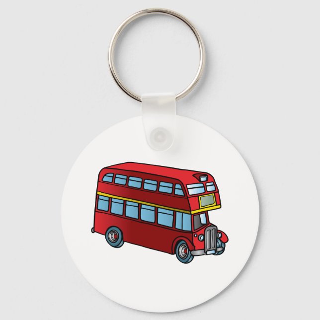 Cute Dubbla Decker Buss Nyckelring (Framsida)