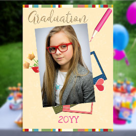 Cute Dubbla Photo Mitten School Studenten Inbjudningar