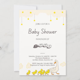 Cute Duck Baby Shower Illustration Minimal Style Inbjudningar