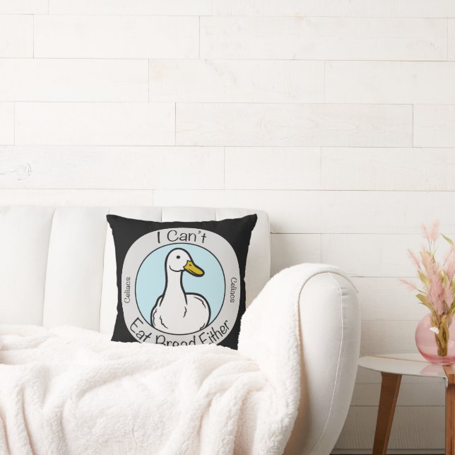 Cute Duck "Cant Eat Bread" Celiacs Disease Kudde (Soffa)