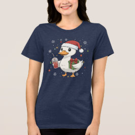 Cute Duck Christmas Drink Cozy Holiday Gift T Shirt