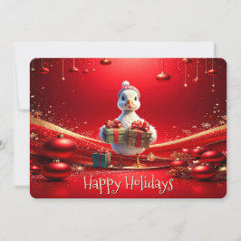 Cute Duck Christmas Holiday Card Julkort