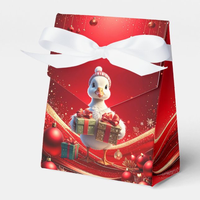 Cute Duck Christmas Holiday Favor Box Presentaskar (Framsidan Sidan)