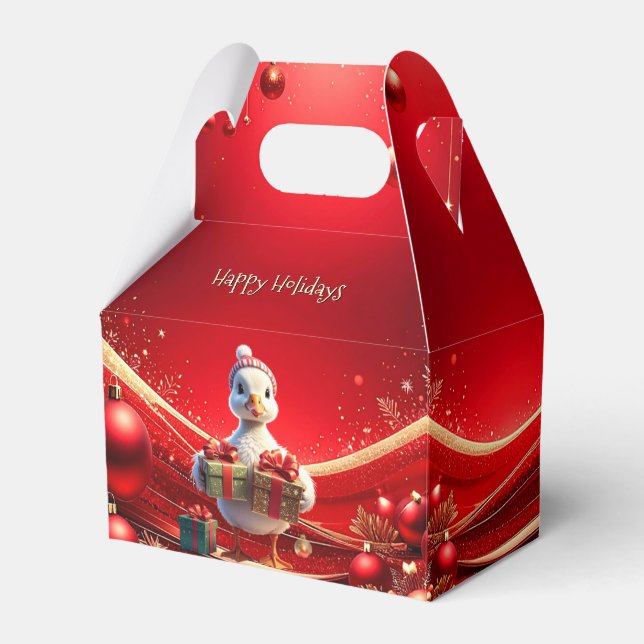 Cute Duck Christmas Holiday Favor Box Presentaskar (Framsidan Sidan)