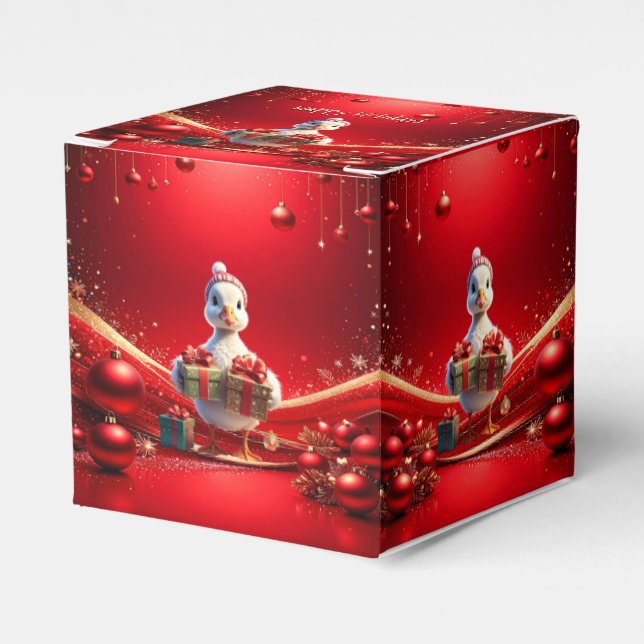 Cute Duck Christmas Holiday Favor Box Presentaskar (Framsidan Sidan)