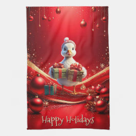 Cute Duck Christmas Holiday Kitchen Towel Kökshandduk