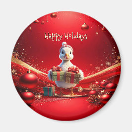 Cute Duck Christmas Holiday Magnet