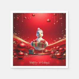 Cute Duck Christmas Holiday Napkin Pappersservett