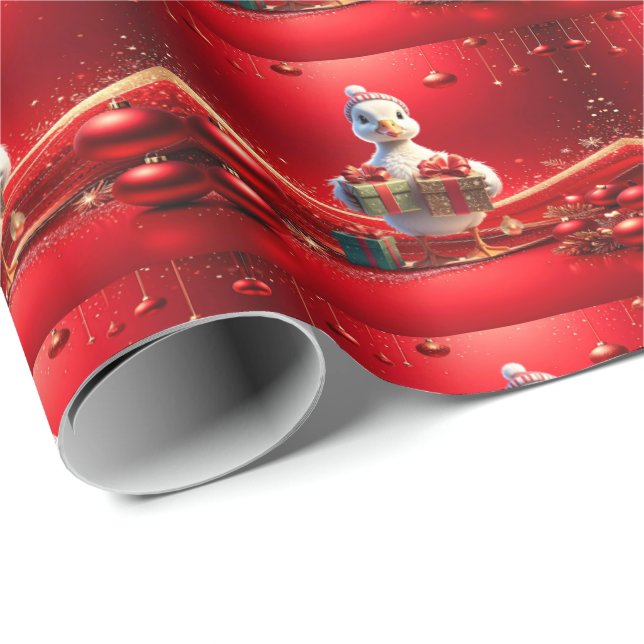 Cute Duck Christmas Holiday Wrapping Paper Presentpapper (Rullad Hörn)